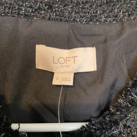 LOFT Tweed Asymmetrical Jacket with Gold Accents - Picture 8 of 14